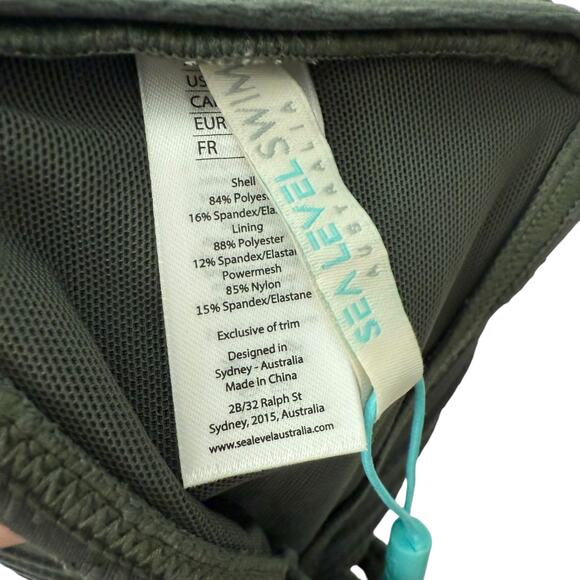 Sea Level Eco Essentials Cross Front Khaki Green Multifit Bra Bikini Top Size 10 - Picture 9 of 9